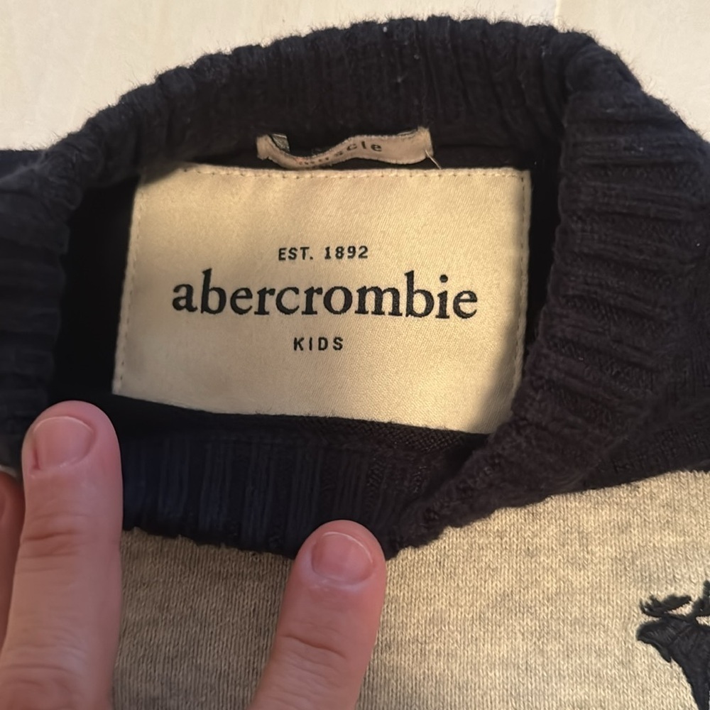 Abercrombie Kids Sweater L Striped Black Gray Pullover Crewneck Muscle - Picture 3 of 6